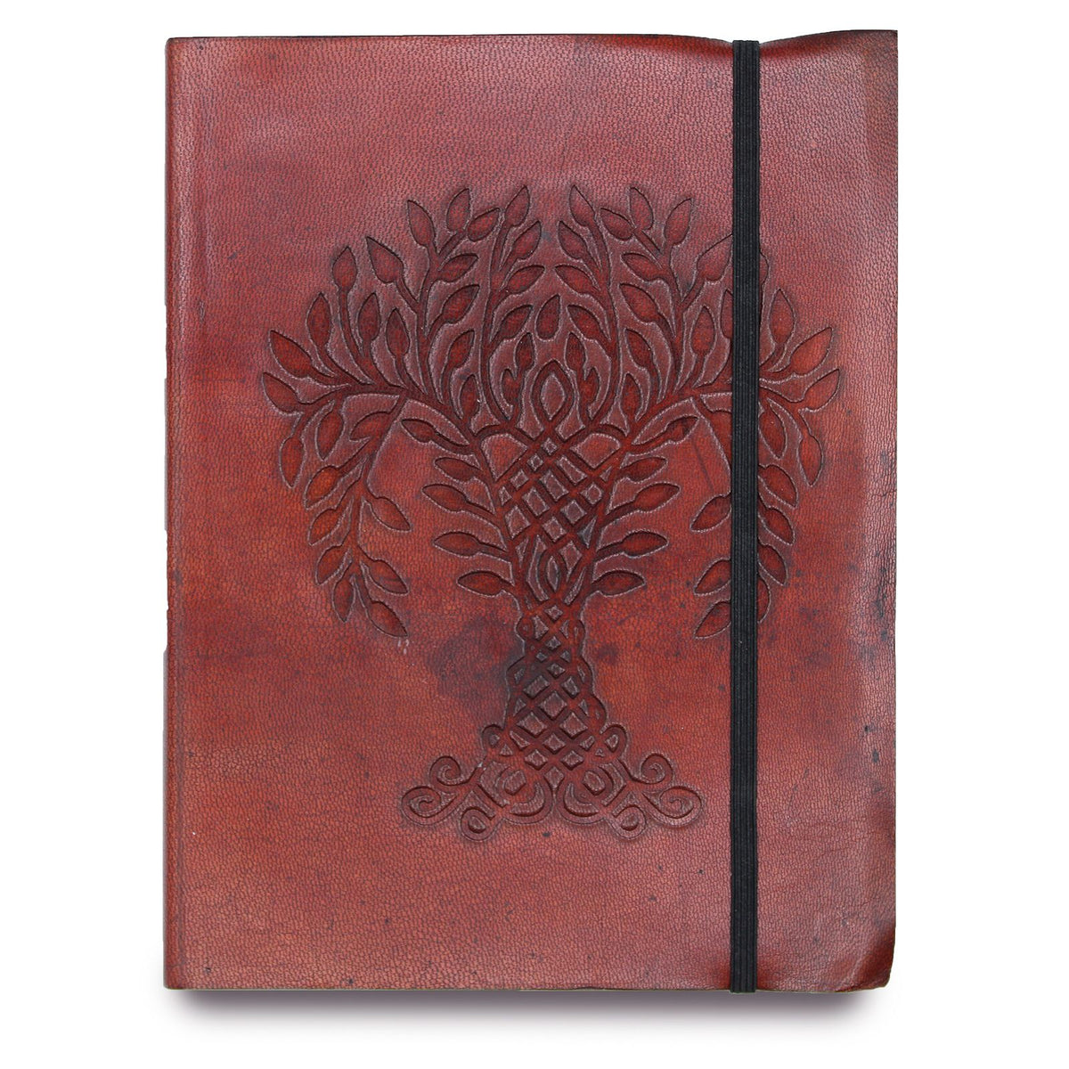 Medium Vegetable Tanned Leather Notebook with Strap – Tree of Life – view 4