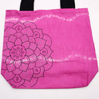 Tie-Dye Cotton Bag - Mandala Print - Magenta - Black Handle – view 2