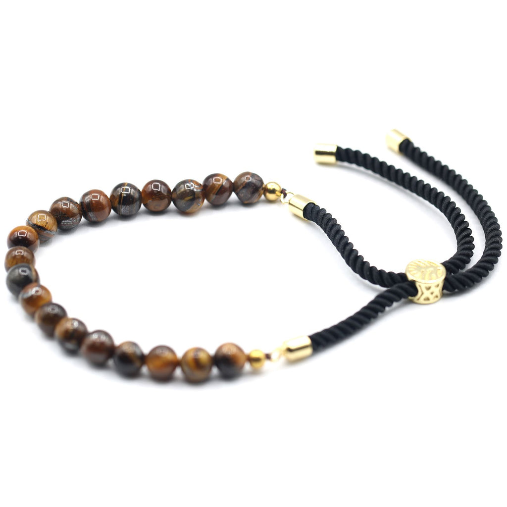 Tiger Eye Gemstone Bracelet, Gold-Plated Sliding Toggle – view 2