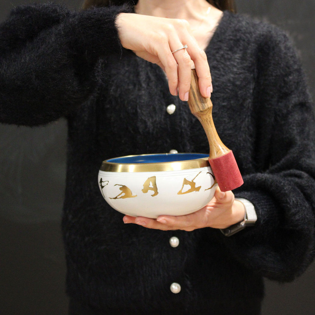 Large Yin and Yang Singing Bowl Set - White/Purple (14cm) – view 2