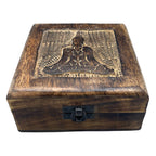 Square Mango Wood Keepsake Box 13x13x6cm - Buddha