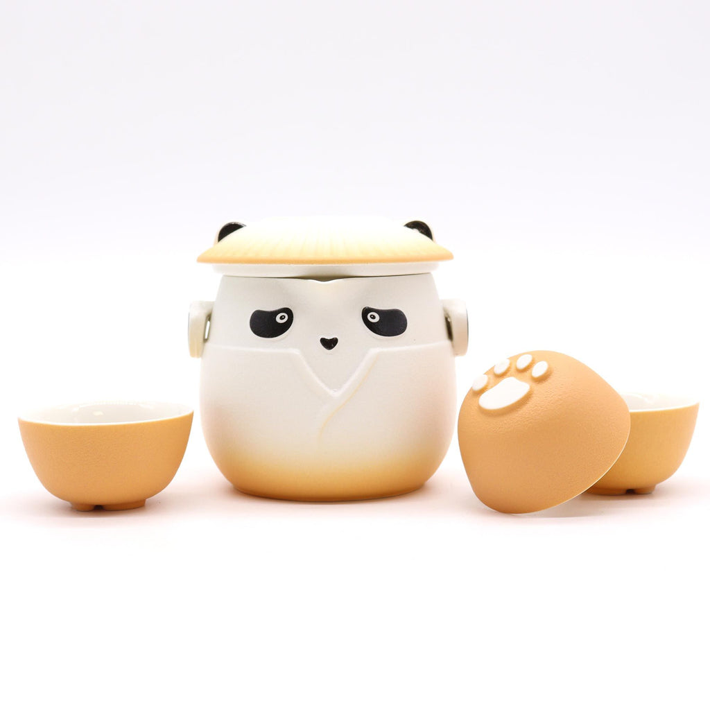 Panda Teapot Set with Three Cups - Orange – view 3