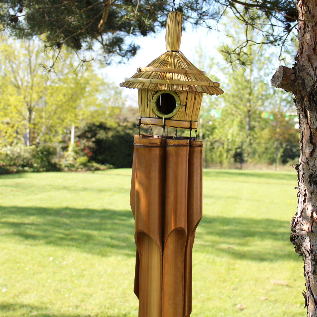 Large Round Seagrass Birdhouse with Wind Chimes, 56 x 20 cm – view 6