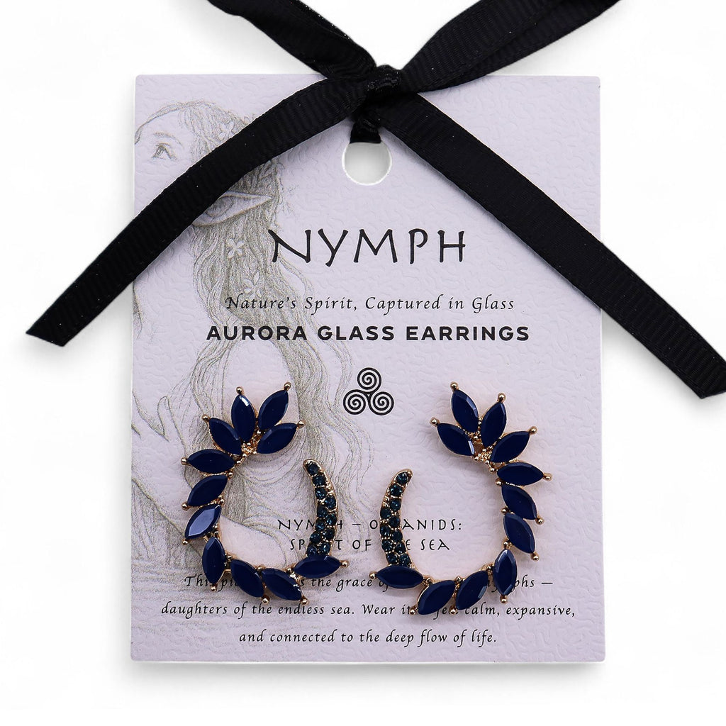 Nymph Royal Blue Loop Vintage Glass Earrings – view 4
