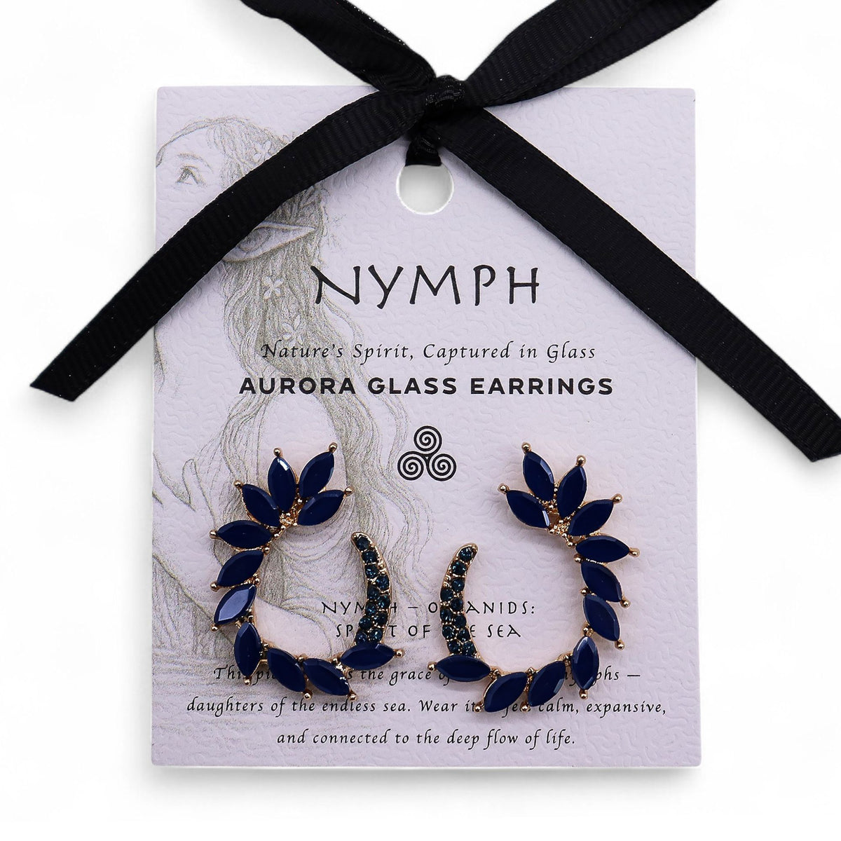 Nymph Royal Blue Loop Vintage Glass Earrings – view 4