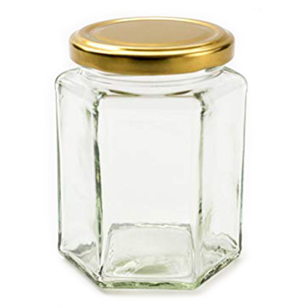 Hexagonal Glass Jam Jar with Lid – view 2