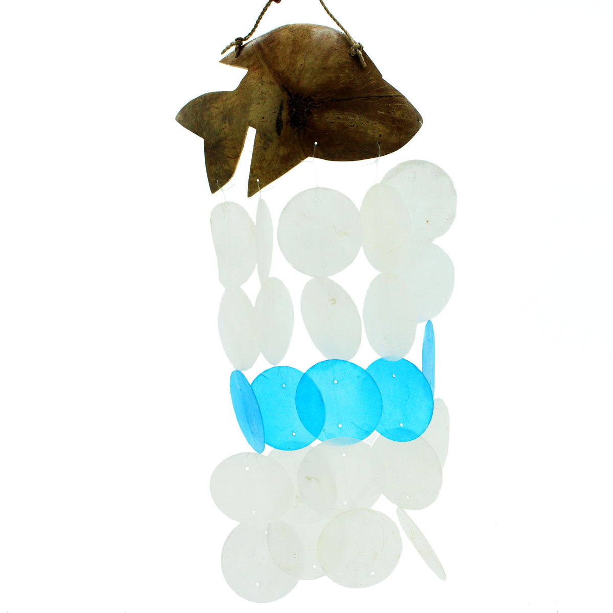 Coconut & Capiz Shell Wind Chime, Dolphin, 30cm