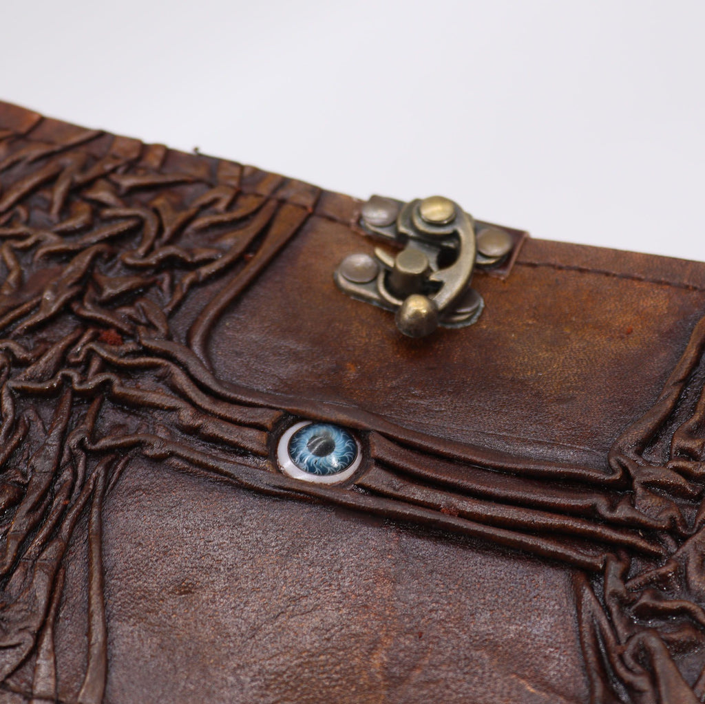 Black Tan Leather Notebook, Evil Eye, 160 Pages – 17x12.5 cm – view 2