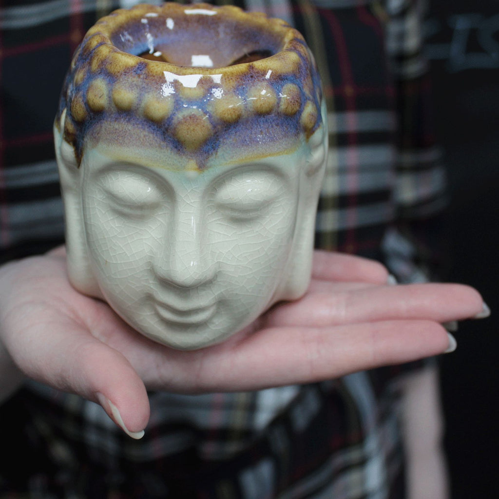 Classic Buddha Ceramic Oil Burner - Ivory & Mint – view 2
