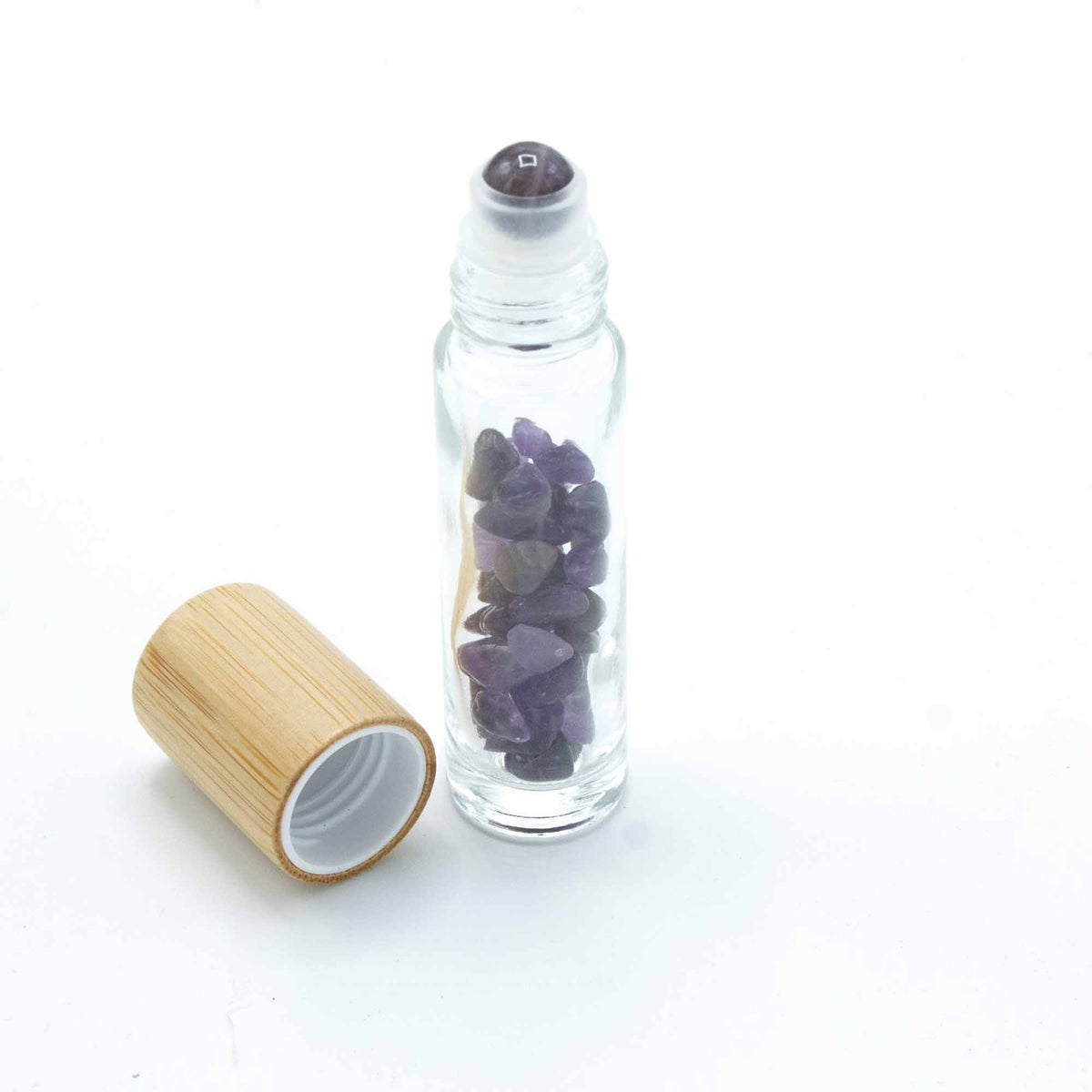 Amethyst Roller Bottle with Wooden Cap, 5ml, 8.8cm – view 4