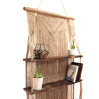 Macrame Hanging Shelf - Brown Wood, Brown Rope, 150 cm – view 4