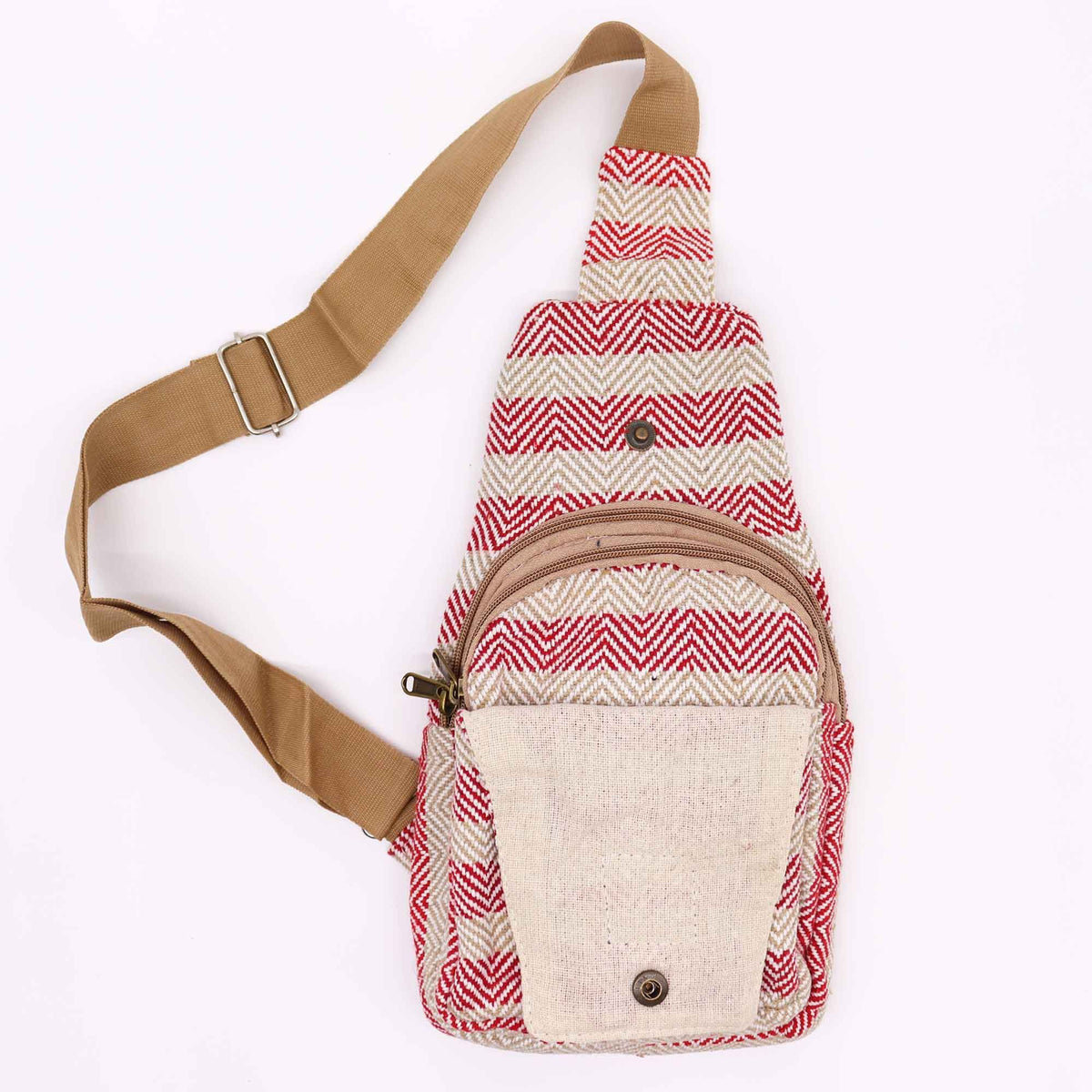 Tan & Pink Natural Cotton Cross-Body Bag – view 4
