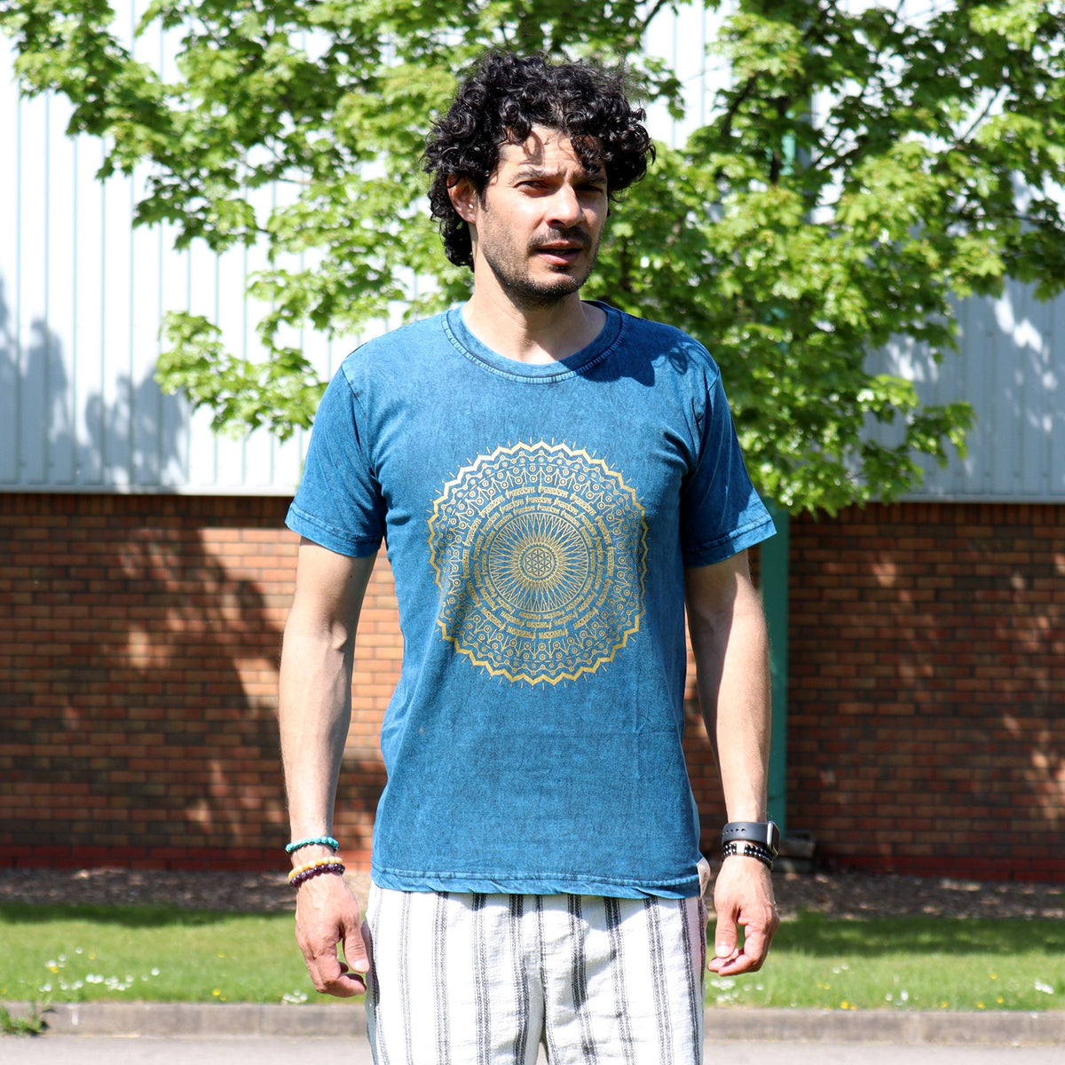 Nomad Sari Stonewashed T-Shirt - Mandala - Blue - Medium – view 2