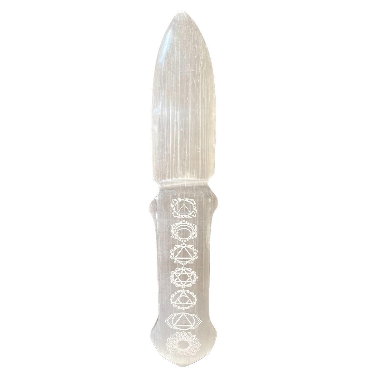 Selenite Ritual Knife, Chakra Handle, 20cm – view 2
