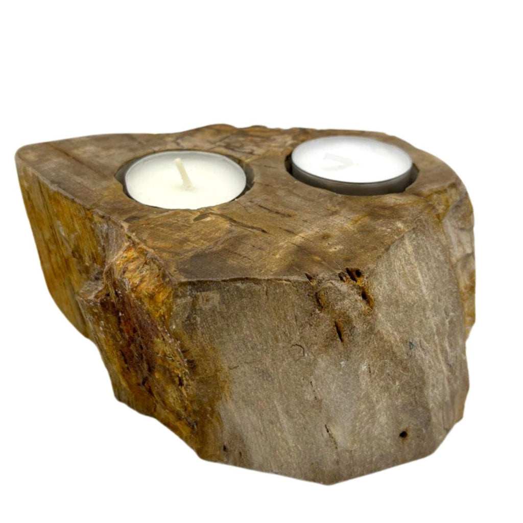 Petrified Wood Candle Holder - Double Tealight – view 7