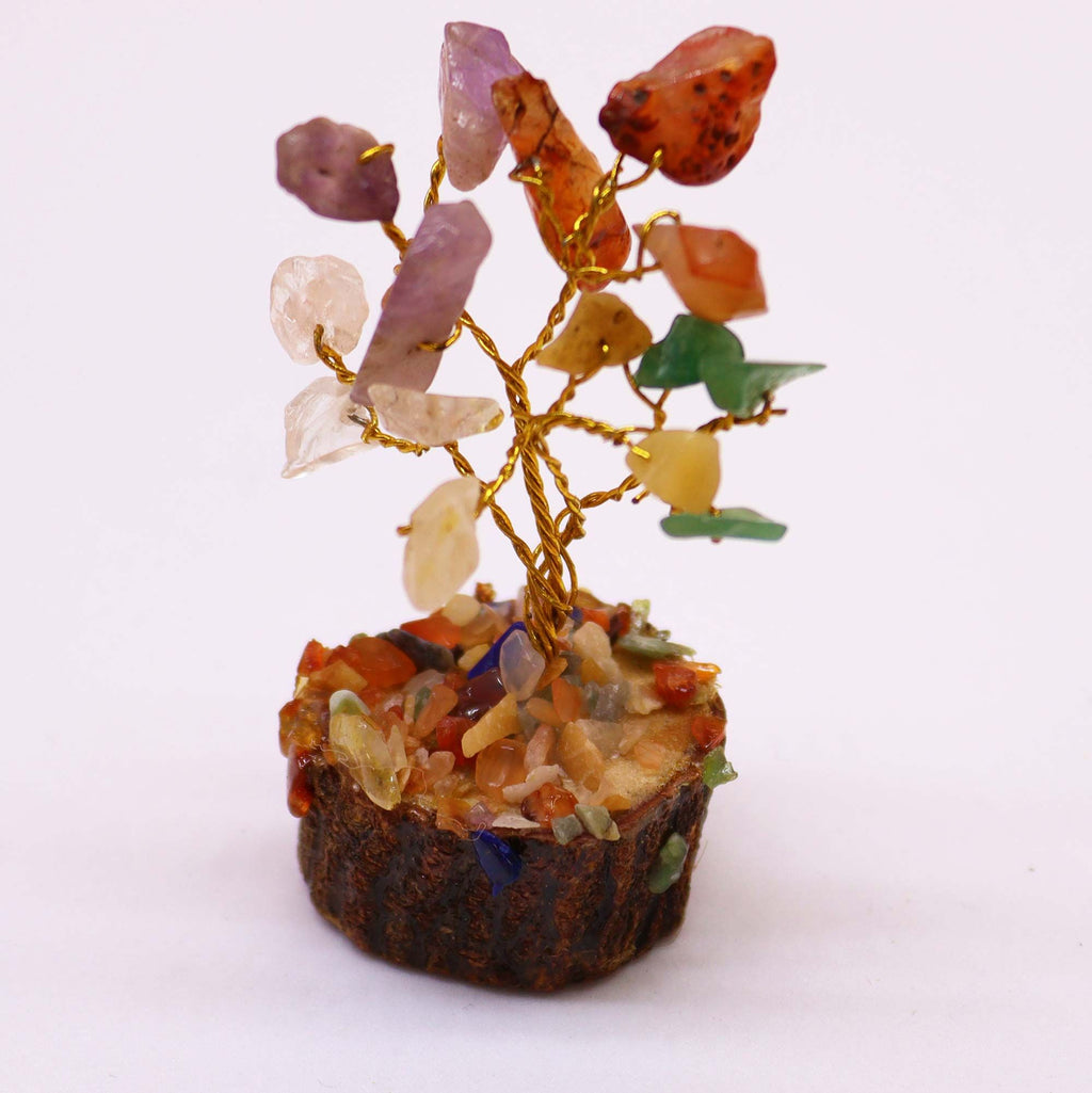 Mixed Gemstone Mini Tree on Wood Base, 15 Stones – view 3