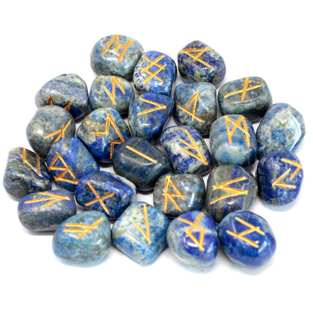 Lapis Lazuli Rune Stone Set in Cotton Pouch – view 2