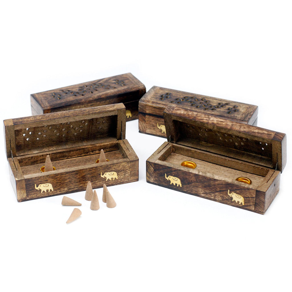 Incense Cone Smoke Box 6" - Mango Wood – view 3
