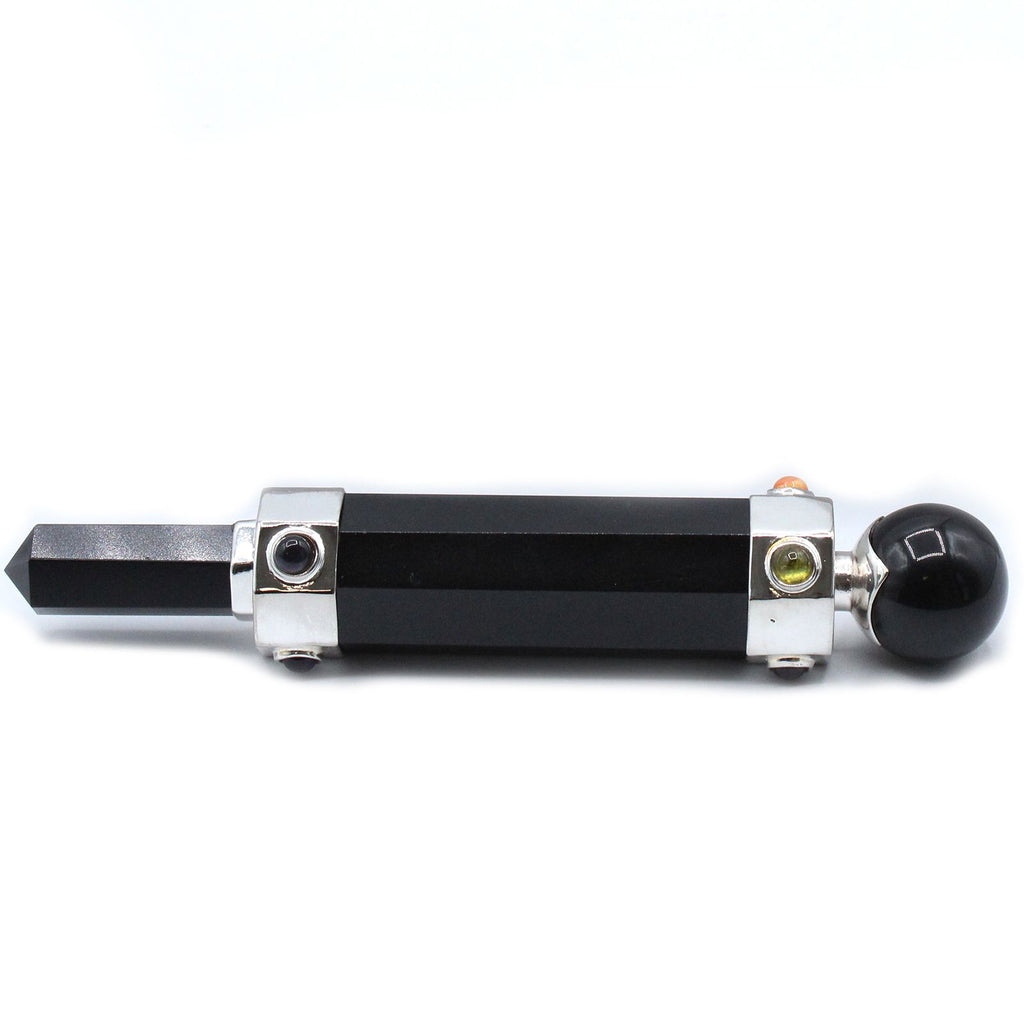 Hexagonal Crystal Healing Wand - Black Agate - 12cm – view 3