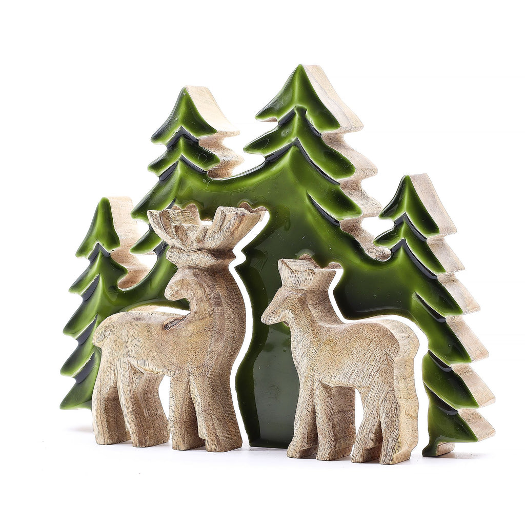 Two Deer in the Forest Wooden Decoration - 18 x 23 cm – view 10