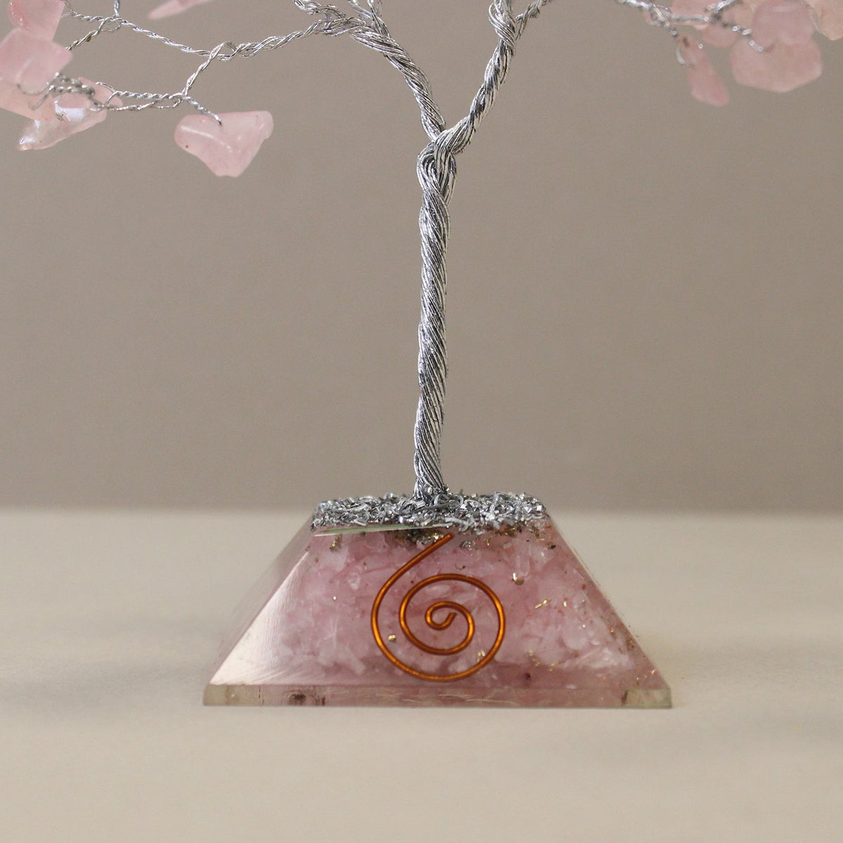 Rose Quartz Gemstone Tree with Orgonite Base - 80 Stones – view 2