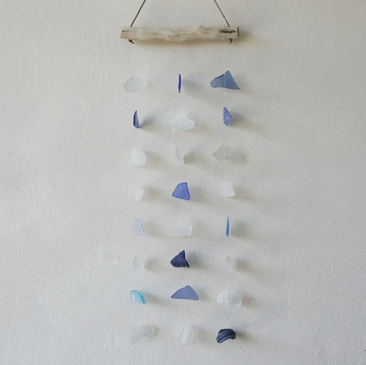Recycled Glass Wind Chime - Three Drops, Blue & White – view 4
