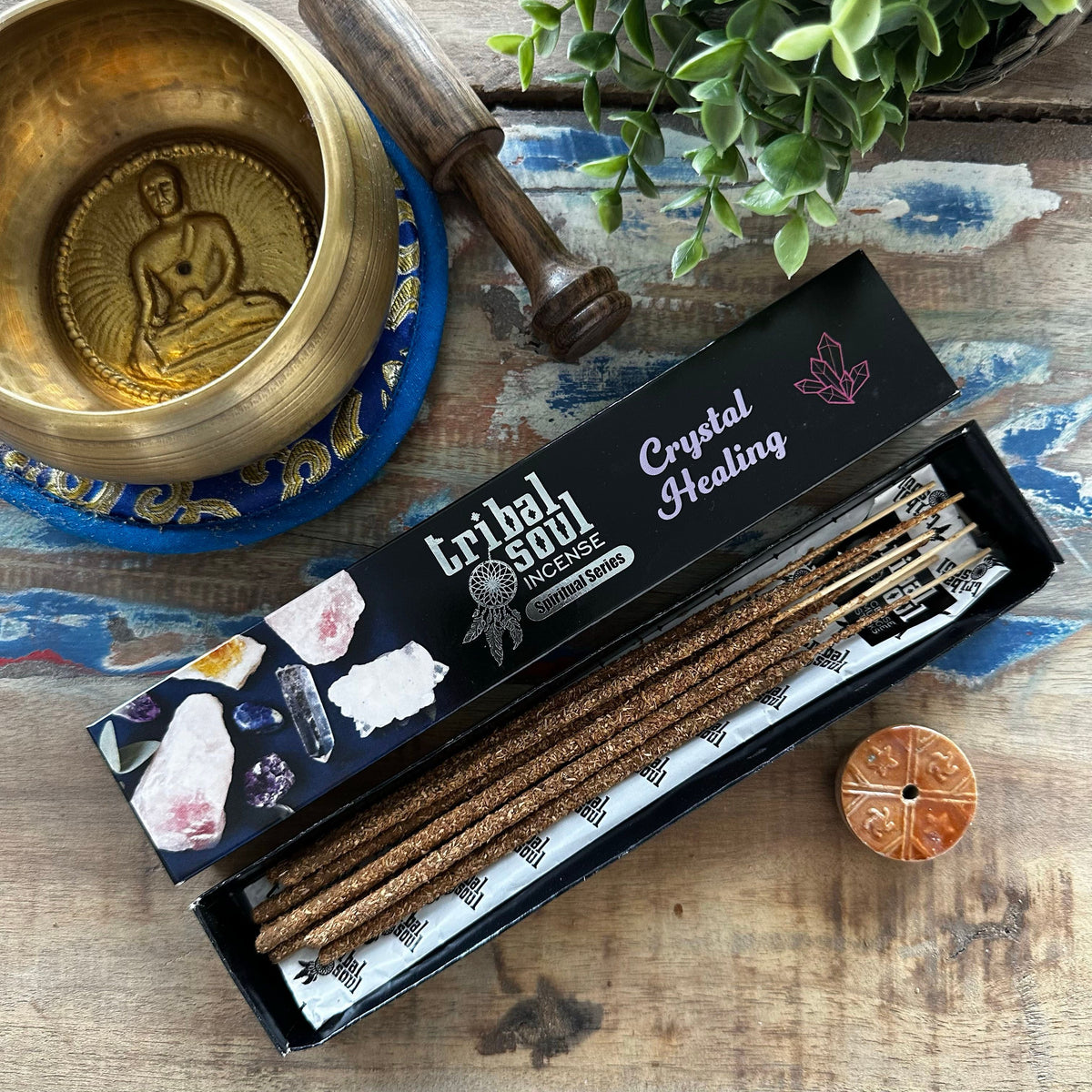 Tribal Soul Crystal Healing Incense Sticks & Ceramic Holder – view 2