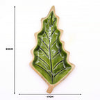Green Enamel Leaf Wooden Bowl - 33 x 17 cm – view 2