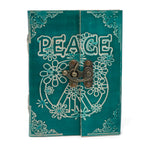 Leather Green Peace Notebook with Lock – 13x18 cm – view 5