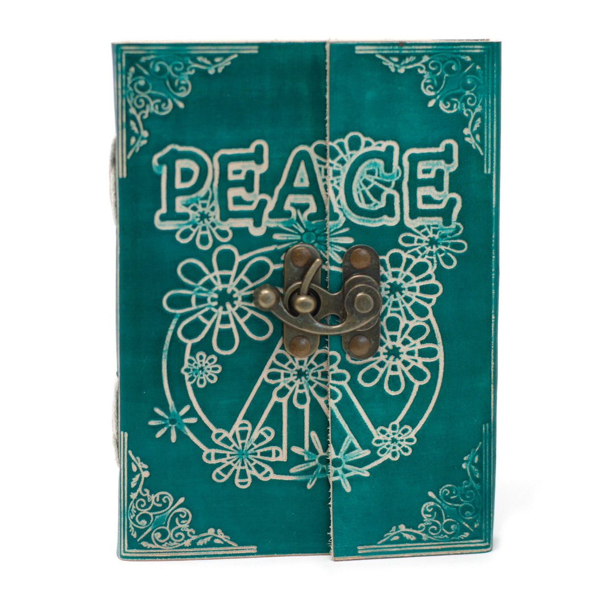 Leather Green Peace Notebook with Lock – 13x18 cm – view 5
