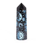 Engraved Black Obsidian Point - Sky Blue Celestial Symbols – view 8