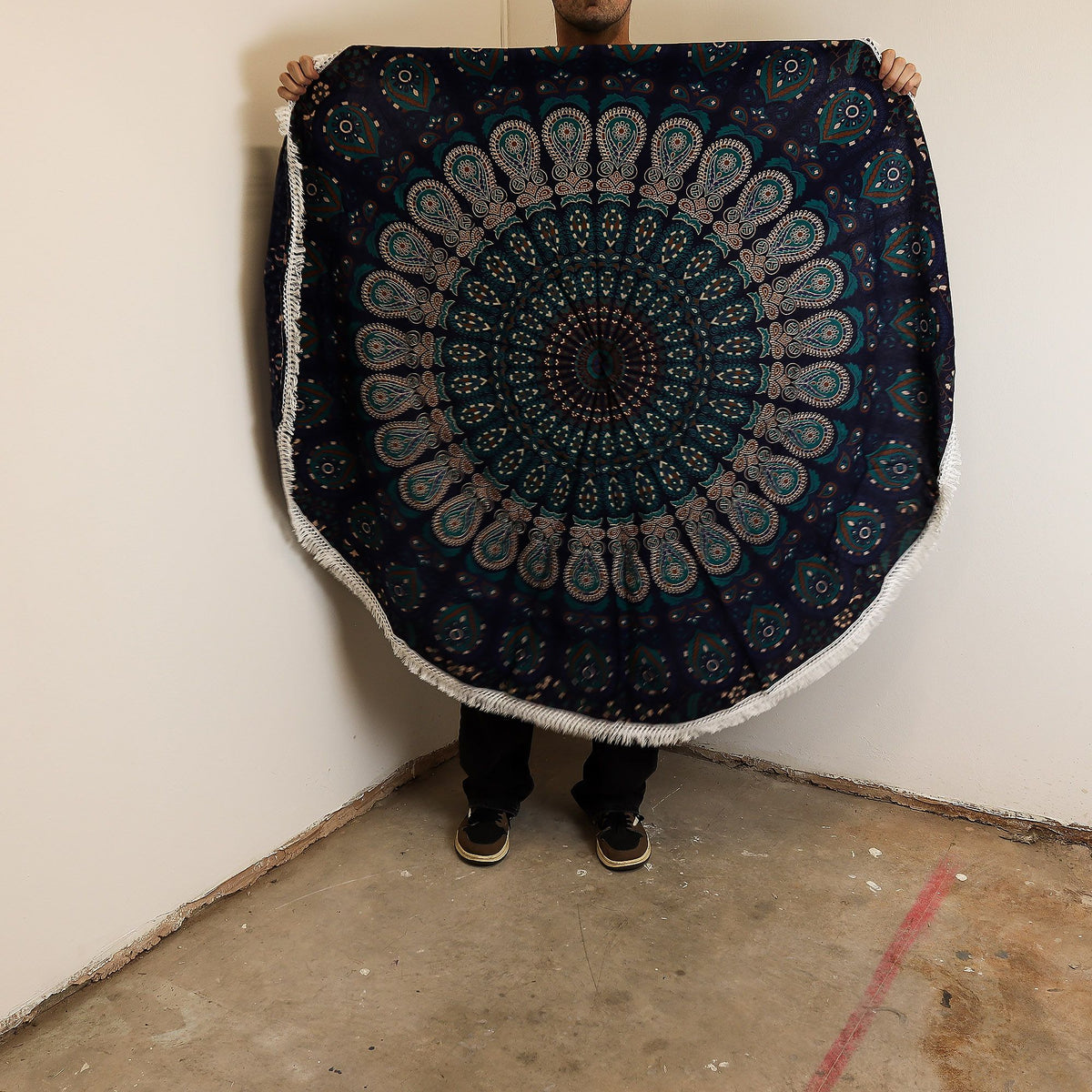 Small Mandala Roundie Cotton Art (130cm) - Peacock Blues – view 2