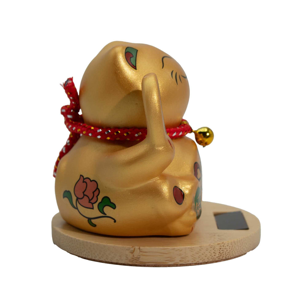 Solar Money Cat, Wooden Base - Gold – view 3