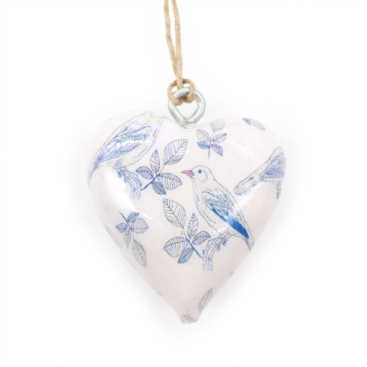 Brass Heart Decoration, Blue Bird