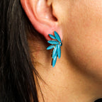 Teal Green Vintage Glass Fairies Earrings – view 2