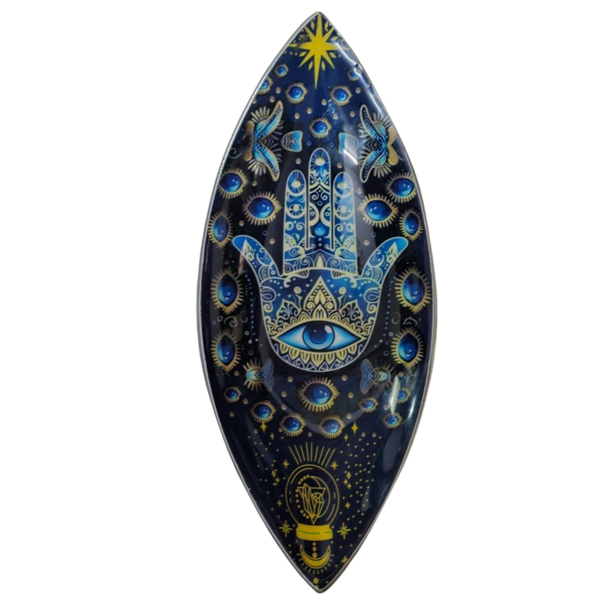 Enamel Incense Bowl - Blue Hamsa Design