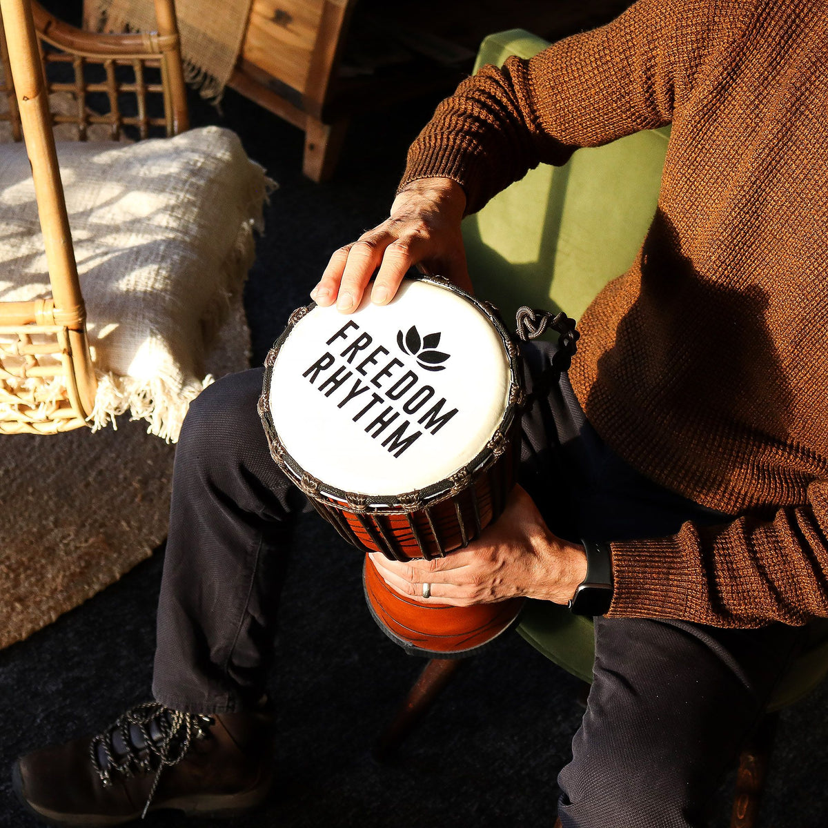 Freedom Rhythm Djembe Drum - Medium 40cm, 18cm Head – view 4