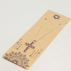 Amethyst Crucifix Pendant - Silver Plated 45cm Chain – view 5