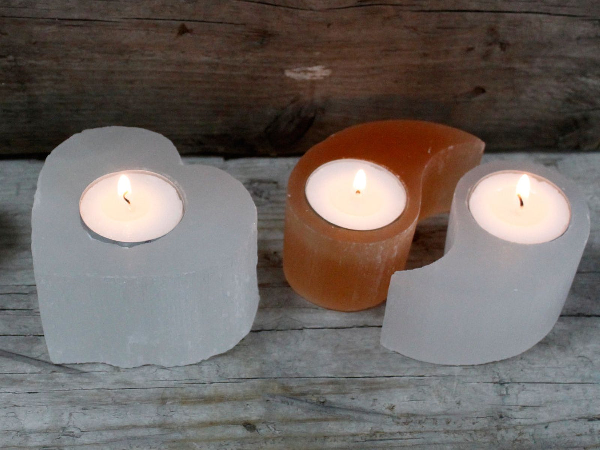 Selenite Yin Yang Candle Holder – view 3