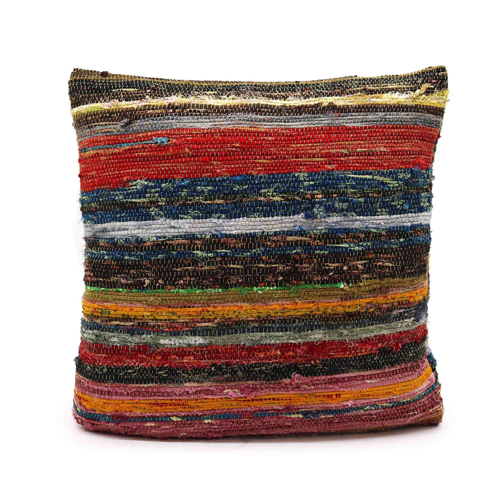 Rag Rug Cushion Cover - Natural Greens - 40x40cm – view 3