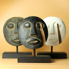 Timor Tribal Wood Mask, Black Finish, 27x20cm