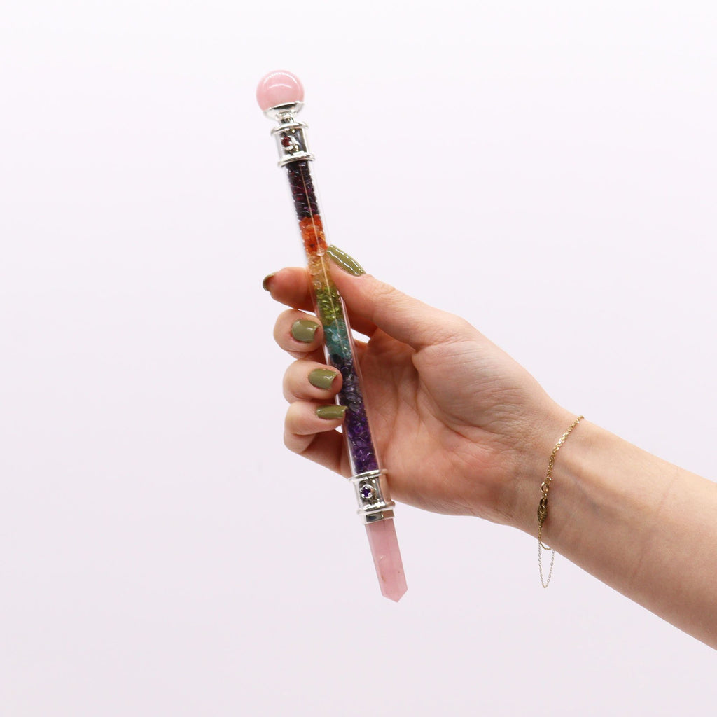 7 Chakra Crystal Healing Wand - Rose Quartz – view 2