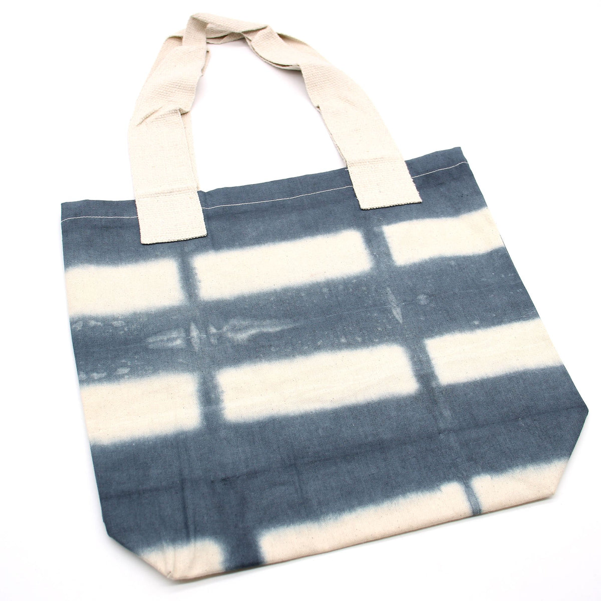 Tie-Dye Cotton Bag 38x42cm - Grey Blocks, Natural Handle – view 3