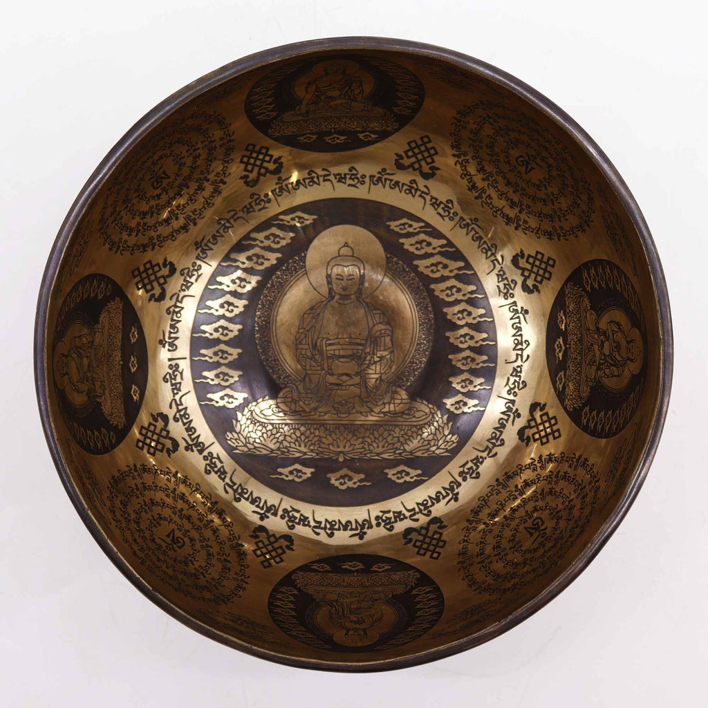 Tibetan Engraved Singing Bowl - Five Buddhas (21cm) – view 3