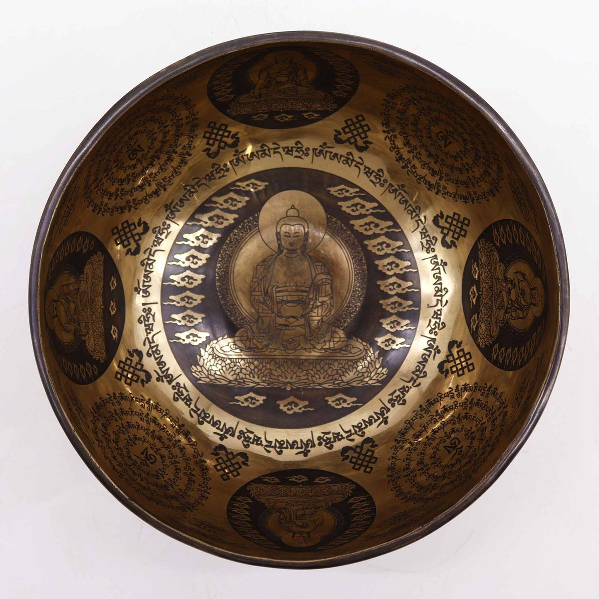 Tibetan Engraved Singing Bowl - Five Buddhas (21cm) – view 3