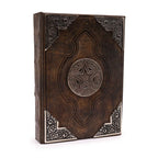 Hefty Brown Tan Leather Book, Zinc Pentagon – 18x25 cm
