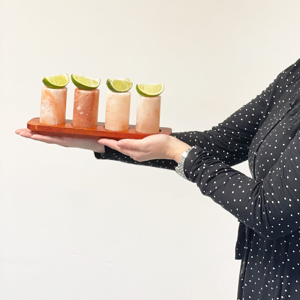 Himalayan Salt Shot Glasses & Wood Tray - Set of 4 – view 2
