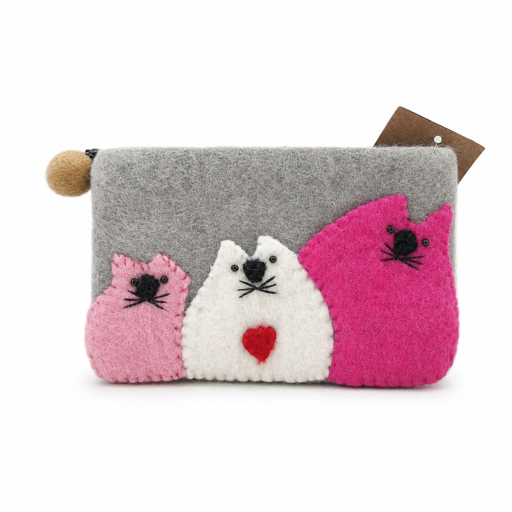 Felt Zipper Pouches Three Fat Cats Set of 3 – view 2