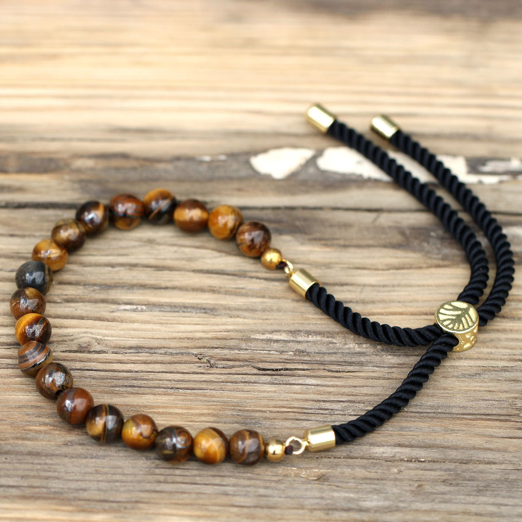 Tiger Eye Gemstone Bracelet, Gold-Plated Sliding Toggle – view 4