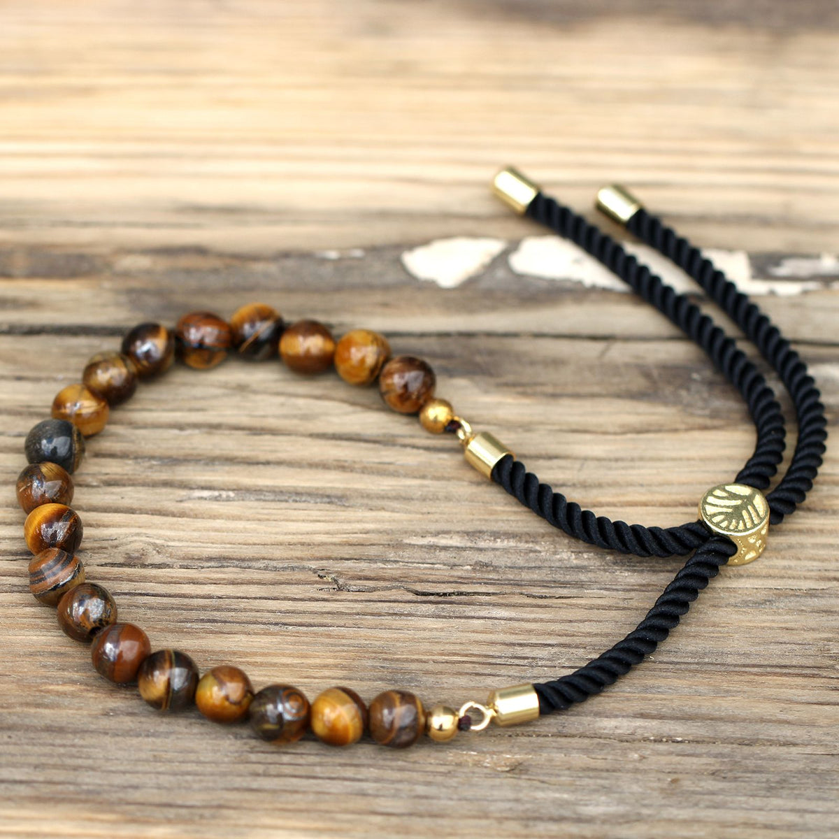 Tiger Eye Gemstone Bracelet, Gold-Plated Sliding Toggle – view 4